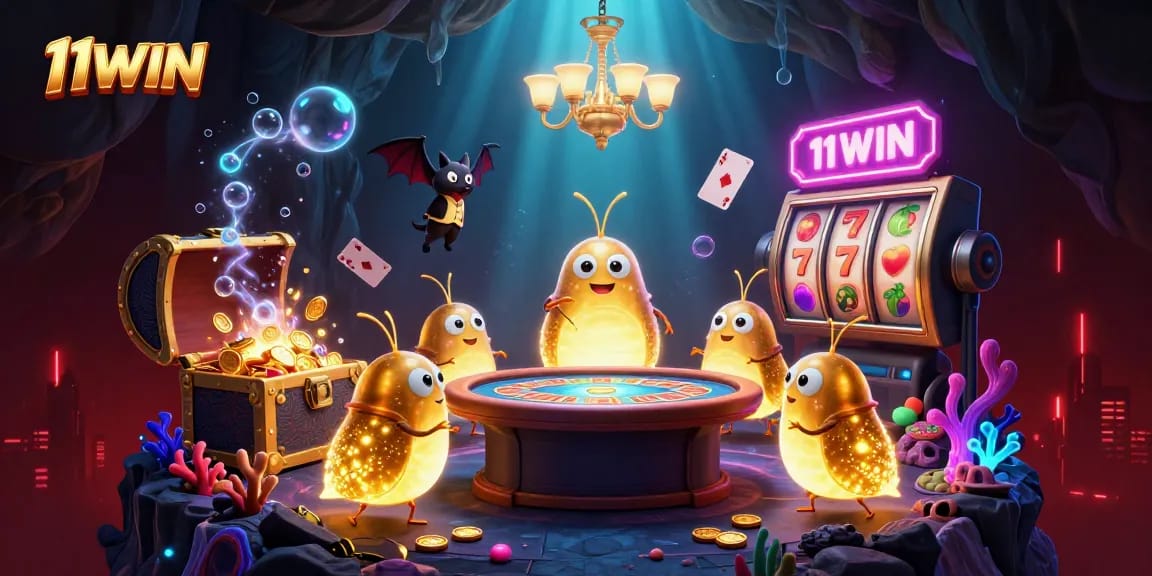 Experience thrilling gameplay at 11WIN with glowworms lighting up the casino adventure.