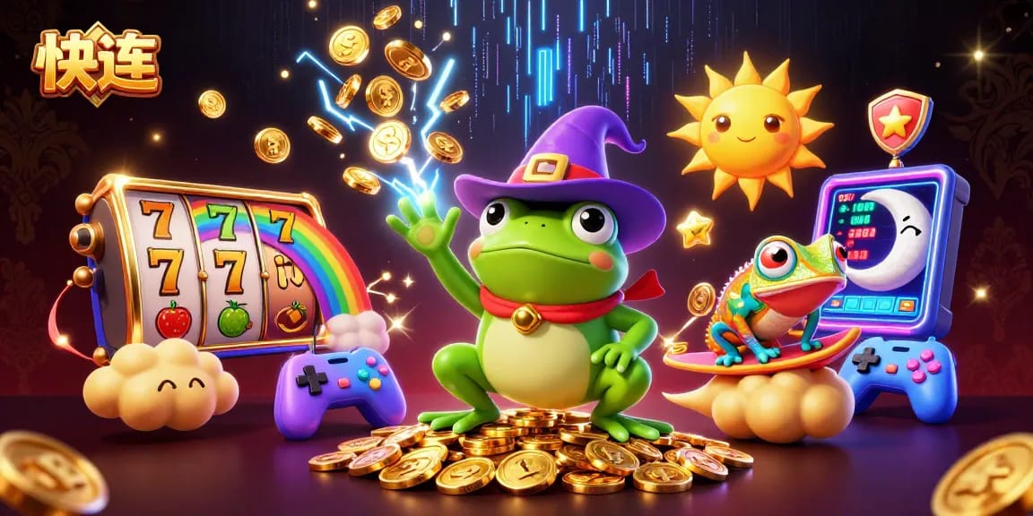 Experience amazing gameplay with 快连 at vibrant online casino filled with golden coins and dynamic slot machines.