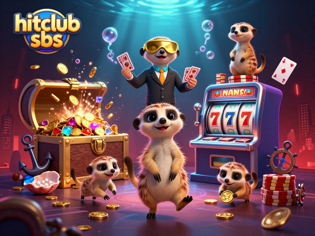 Engage in thrilling games at hitclub sbs with cartoon meerkats running a vibrant casino operation.