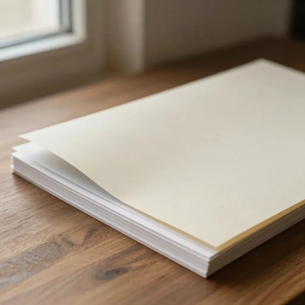 Macro of blank layout strips and proof board sliding into cleaner order on warm walnut.