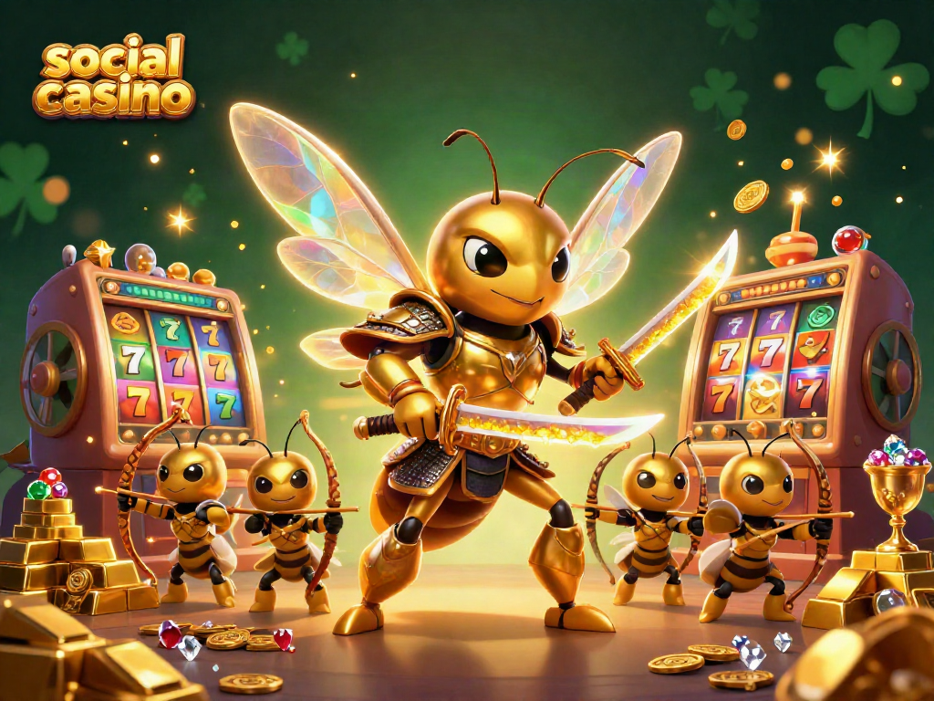 Experience the excitement of social casino games with vibrant characters and treasures.