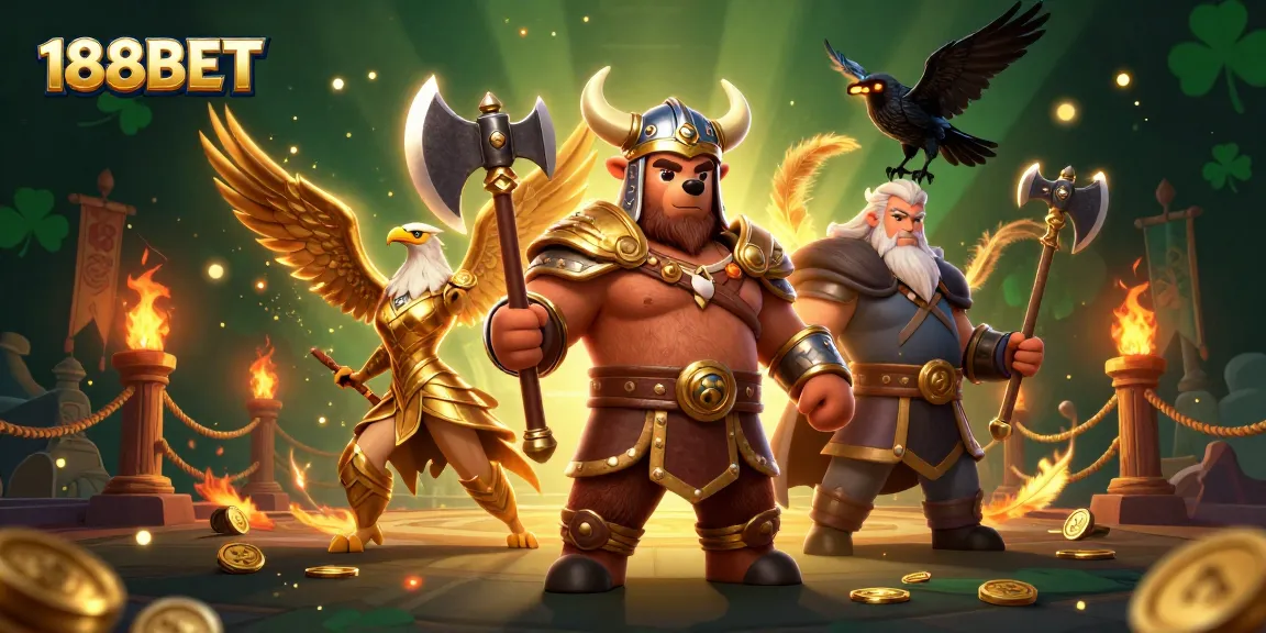 Experience thrilling gameplay at 188BET with Viking characters and lavish casino elements.