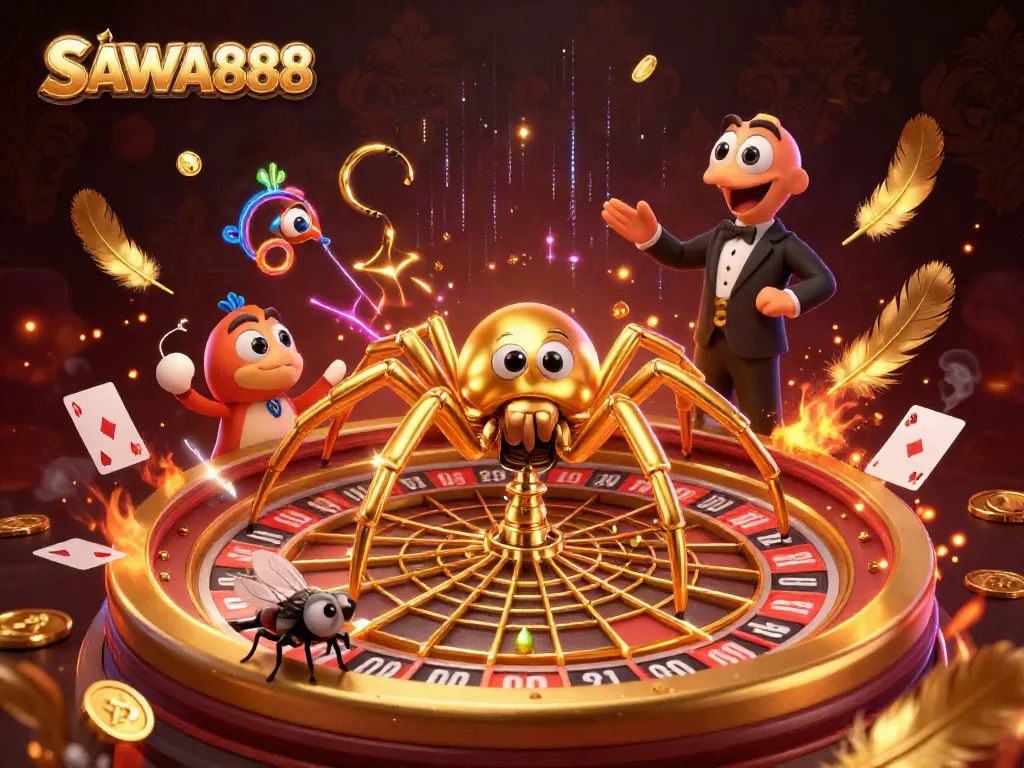 Experience SAWA888's thrilling live casino action with a vibrant 3D illustration of betting excitement.