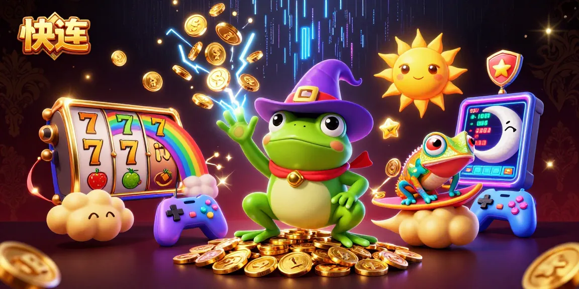 Experience amazing gameplay with 快连 at vibrant online casino filled with golden coins and dynamic slot machines.