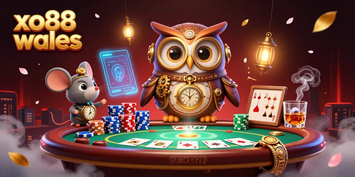Experience thrilling poker action with the vibrant illustration showcasing xo88 wales' casino magic.