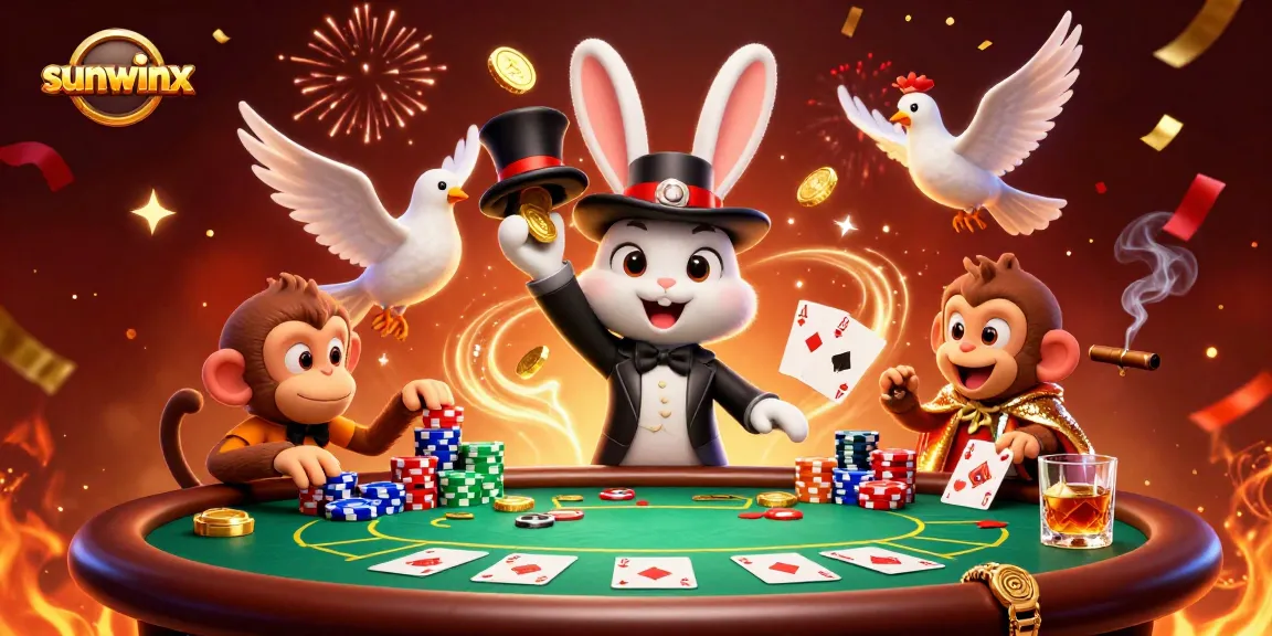 Win big with sunwinx as a 3D magician pulls coins at an exciting poker table.