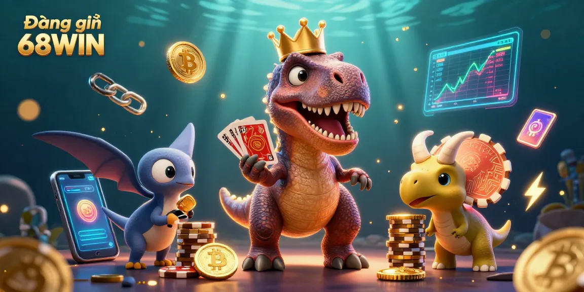 Engage in Đăng ký 68WIN with a vibrant 3D cartoon casino illustration showcasing interactive gaming elements.