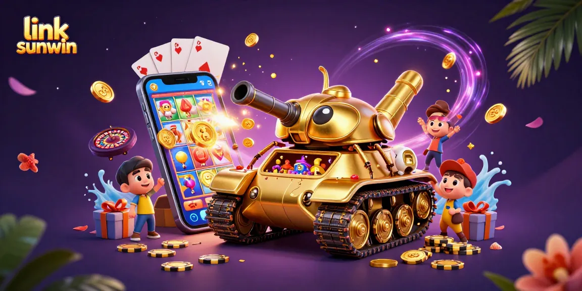 Join the excitement at link sunwin with this colorful casino-themed illustration showcasing vibrant gaming elements.