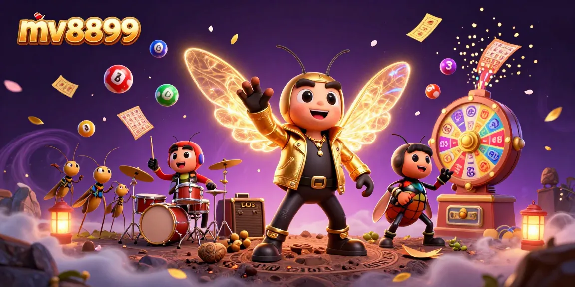 Experience thrilling wins with mv8899's vibrant lottery and bingo scene featuring dynamic characters and game elements.