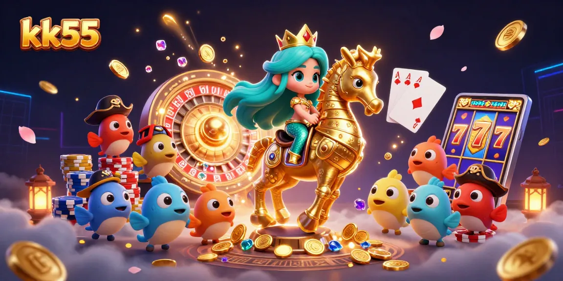 Experience thrilling wins with kk55 at this vibrant casino fantasy featuring a mermaid princess and seahorse.