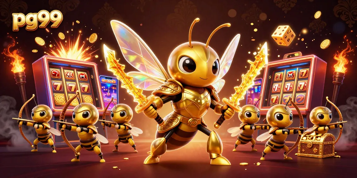 Experience excitement at pg99 with a giant hornet in samurai armor amidst a jackpot explosion.
